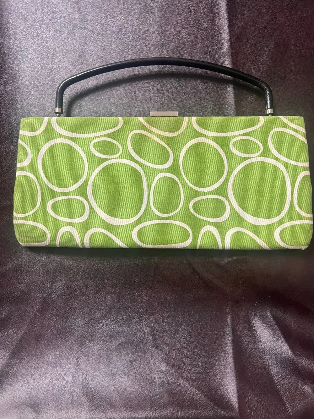 Angela Adams Canvas Clutch w/ Wrapped Leather Handle, use w/ or w/o handle.